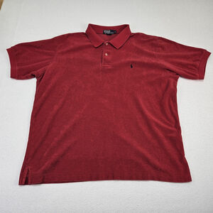 Polo Ralph Lauren Mens XL Terry Cloth Polo Shirt Red Stretch Classic Sport